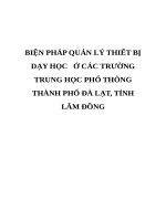 BIỆN PHÁP QUẢN lý THIẾT bị dạy học ở các TRƯỜNG TRUNG học PHỔ THÔNG THÀNH PHỐ đà lạt, TỈNH lâm ĐỒNG