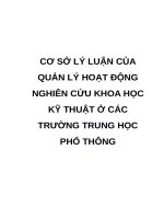 CƠ sở lý LUẬN của QUẢN lý HOẠT ĐỘNG NGHIÊN cứu KHOA học kỹ THUẬT ở các TRƯỜNG TRUNG học PHỔ THÔNG