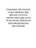 CƠ sở THỰC TIỄN về QUẢN lý QUÁ TRÌNH dạy học môn NGỮ văn ở các TRƯỜNG TRUNG học cơ sơ HUYỆN hải hà, TỈNH QUẢNG NINH THEO HƯỚNG dạy học TÍCH hợp