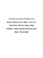 CƠ sở lí LUẬN về QUẢN lí HOẠT ĐỘNG DẠY HỌC TẠI các TRƯỜNG TRUNG học PHỔ THÔNG THEO ĐỊNH HƯỚNG dạy học TÍCH hợp