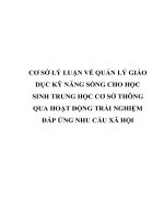 CƠ sở lý LUẬN về QUẢN lý GIÁO dục kỹ NĂNG SỐNG CHO học SINH TRUNG học cơ sở THÔNG QUA HOẠT ĐỘNG TRẢI NGHIỆM đáp ỨNG NHU cầu xã hội