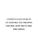 CƠ sở lý LUẬN về QUẢN lý GIÁO dục GIÁ TRỊ SỐNG CHO học SINH TRUNG học PHỔ THÔNG