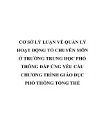 CƠ sở lý LUẬN về QUẢN lý HOẠT ĐỘNG tổ CHUYÊN môn ở TRƯỜNG TRUNG học PHỔ THÔNG đáp ỨNG yêu cầu CHƯƠNG TRÌNH GIÁO dục PHỔ THÔNG TỔNG THỂ