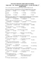 NGUYEN THUONG HIEN HIGH SCHOOL de anh 10 hk2