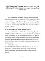 Mở rộng hoạt động kinh doanh và sản xuất đồ gỗ nội thất của công ty CNC sang thị trường malaysia 