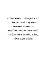 CƠ sở THỰC TIỄN QUẢN lý GIÁO dục GIÁ TRỊ SỐNG CHO học SINH các TRƯỜNG TRUNG học PHỔ THÔNG HUYỆN bảo lâm, TỈNH lâm ĐỒNG