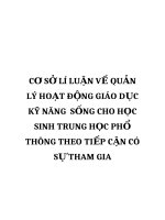 CƠ sở lí LUẬN về QUẢN lý HOẠT ĐỘNG GIÁO dục kỹ NĂNG  SỐNG CHO học SINH TRUNG học PHỔ THÔNG THEO TIẾP cận có sự THAM GIA