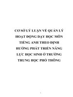 CƠ sở lý LUẬN về QUẢN lý HOẠT ĐỘNG dạy học môn TIẾNG ANH THEO ĐỊNH HƯỚNG PHÁT TRIỂN NĂNG lực học SINH ở TRƯỜNG TRUNG học PHỔ THÔNG