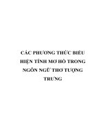 CÁC PHƯƠNG THỨC BIỂU HIỆN TÍNH mơ hồ TRONG NGÔN NGỮ THƠ TƯỢNG TRƯNG