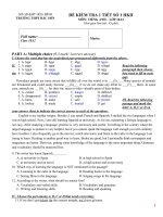 kiểm tra 1 tiết lần 1 HKII tiếng anh lớp 10 (with key) 1
