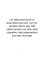 CÁC BIỆN PHÁP QUẢN lý HOẠT ĐỘNG dạy học tại các TRƯỜNG TRUNG học PHỔ THÔNG HUYỆN cát TIÊN, TỈNH lâm ĐỒNG THEO ĐỊNH HƯỚNG dạy học TÍCH hợp