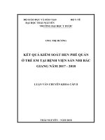 KẾT QUẢ KIỂM SOÁT HEN PHẾ QUẢN  Ở TRẺ EM TẠI BỆNH VIỆN SẢN NHI BẮC GIANG NĂM 2017  2018