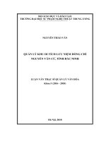 Quản lý khu di tích lưu niệm đồng chí nguyễn văn cừ, tỉnh bắc ninh 