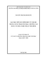 Dạy học môn đàn phím điện tử cho hệ trung cấp sư phạm âm nhạc, trường cao đẳng văn hóa   nghệ thuật thái bình 
