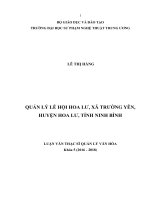 Quản lý lễ hội hoa lư, xã trường yên, huyện hoa lư, tỉnh ninh bình 