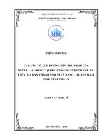 Các yếu tố ảnh hưởng đến thu nhập của người lao động tại khu công nghiệp thành hải trên địa bàn thành phố phan rang   tháp chàm, tỉnh ninh thuận 