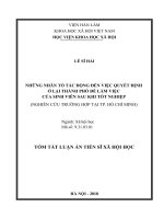 Những nhân tố tác động đến việc quyết định ở lại thành phố để làm việc của sinh viên sau khi tốt nghiệp (nghiên cứu trường hợp tại tp  hồ chí minh) tt