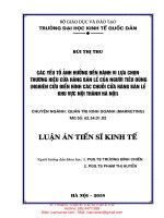 LA08 066 các yếu tố ảnh hưởng đến hành vi lựa chọn thương hiệu cửa hàng bán lẻ của người tiêu dùng (nghiên cứu điển hình các chuỗi cửa hàng bán lẻ khu vực nội thành hà nội) 