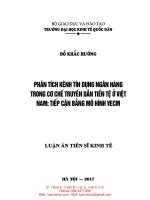 LA15 020 phân tích kênh tín dụng ngân hàng trong cơ chế truyền dẫn tiền tệ ở việt nam tiếp cận bằng mô hình VECM 