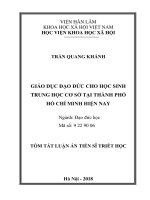 Giáo dục đạo đức cho học sinh trung học cơ sở tại thành phố hồ chí minh hiện nay tt 