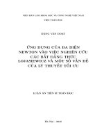 Ứng dụng của đa diện newton vào việc nghiên cứu các bất đẳng thức lojasiewicz và một số vấn đề của lý thuyết tối ưu