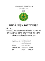 Đánh giá đặc điểm nông sinh học và mức độ đa dạng tập đoàn đậu tương  tại ngân hàng gen cây trồng quốc gia