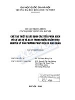 Chế tạo thiết bị xác định các tiểu phần asen vô cơ (as III và as v) trong nước ngầm theo nguyên lý của phương pháp điện di mao quản 