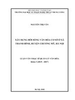 Xây dựng đời sống văn hóa cơ sở ở xã thanh bình, huyện chương mỹ, hà nội 