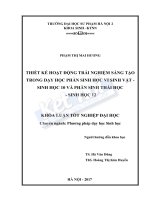 Thiết kế hoạt động trải nghiệm sáng tạo trong dạy học phần sinh học vi sinh vật   sinh học 10 và phần sinh thái học   sinh học 12 