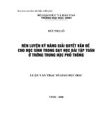 Rèn luyện kỹ năng giải quyết vấn đề cho học sinh trong dạy học bài tập toán ở trường trung học phổ thông  