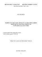 Nghiên cứu khả năng tích lũy và trao đổi carbon trong rừng ngập mặn trồng tại vườn quốc gia xuân thủy (tt) 
