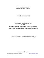 Quản lý bồi dưỡng kỹ năng đánh giá học sinh cho giáo viên tiểu học huyện lâm bình, tỉnh tuyên quang 