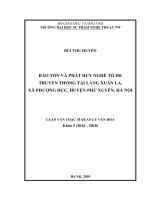 Bảo tồn và phát huy nghề tò he truyền thống tại làng xuân la, xã phượng dực, huyện phú xuyên, hà nội 
