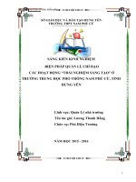 biện pháp quản lý, chỉ đạo các hoạt động trải nghiệm sáng tạo trong các trường THPT đáp ứng yêu cầu đổi mới căn bản toàn diện giáo dục  