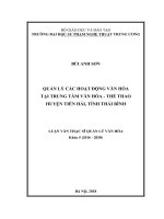 Quản lý các hoạt động văn hóa tại trung tâm văn hóa   thể thao huyện tiền hải, tỉnh thái bình 