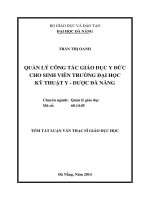 Quản lý công tác giáo dục y đức cho sinh viên trường đại học kỹ thuật y   dược đà nẵng (tt) 