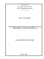 Thanh tra chuyên ngành giao thông vận tải theo pháp luật việt nam hiện nay 