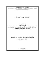 Quản lý hoạt động biểu diễn nghệ thuật ở tỉnh ninh bình 