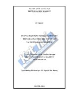 Quản lý hoạt động tự học của sinh viên trong đào tạo theo học chế tín chỉ tại trường đại học hòa bình 