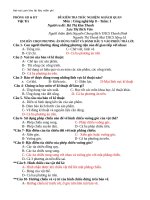 Đề kiểm tra trắc nghiệm khách quan môn công nghệ lớp 8  