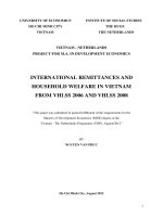 International remittances and household welfare in vietnam from VHLSS 2006 to VHLSS 2008 