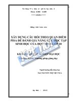 Xây dựng câu hỏi theo quan điểm pisa để đánh giá năng lực học tập của học sinh lớp 10 