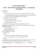 Giáo án Sinh học 8 bài 11: Tiến hóa của hệ vận động. Vệ sinh hệ vận động