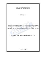 Tổ chức hoạt động học tập trải nghiệm sáng tạo cho học sinh trong dạy học lịch sử địa phương ở trường trung học phổ thông huyện ba vì   hà nội 