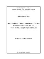 Hoàn thiện hệ thống quản lý chất lượng theo tiêu chuẩn ISO 9001 tại công ty thí nghiệm điện miền nam 