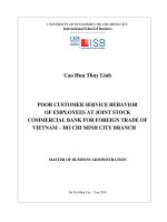 Poor customer service behavior of employees at joint stock commercial bank for foreign trade of vietnam – ho chi minh city branch 