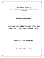 Giải pháp quản trị vốn lưu động tại công ty cổ phần nhựa bình minh 