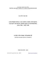 Giải pháp nâng cao chất lượng tín dụng tại quỹ tín dụng nhân dân cơ sở phường gia cẩm   việt trì 
