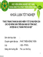 thực trạng tham gia bảo hiểm y tế tự nguyện của các hộ nông dân trên địa bàn xã tòng bạt, huyện ba vì, thành phố hà nội 