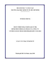 Hoàn thiện hoạt động quản trị kênh phân phối sản phẩm của công ty cổ phần dược phẩm IMEXPHARM đến năm 2020 